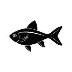 Ember Tetra Silhouette Vector Art and Black Color Design for Ember Tetra Fish