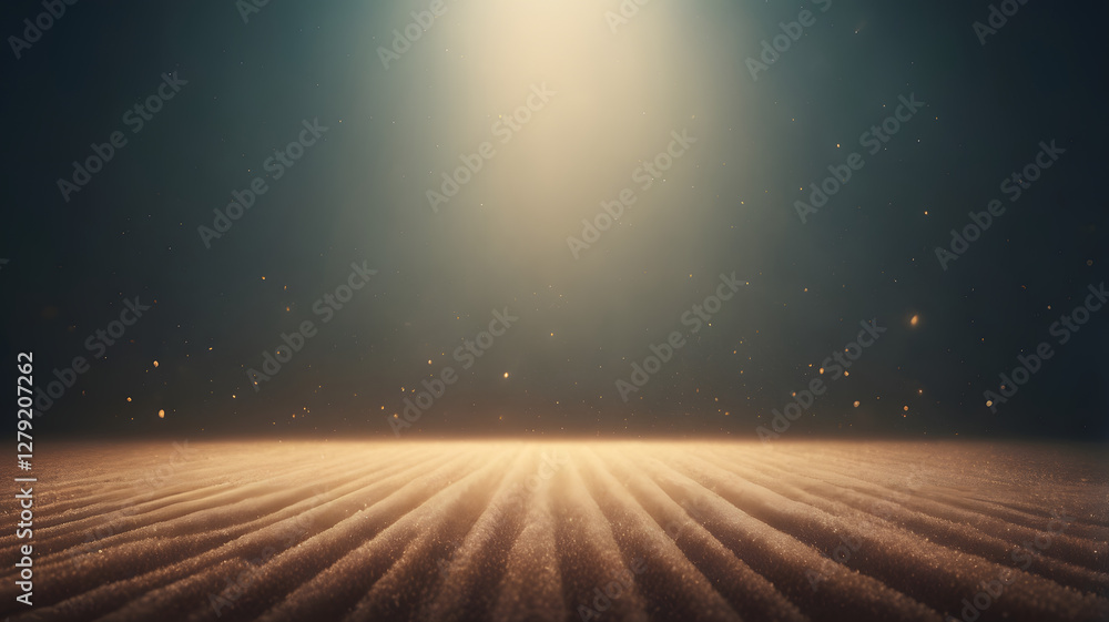Poster abstract stage: a radiant light shines down on an abstract stage, its textured surface and ethereal 