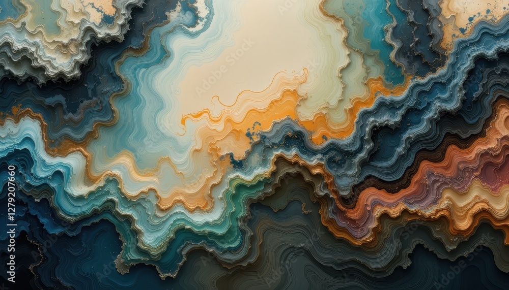 Poster abstract waves of colorful fluid patterns with textured lines