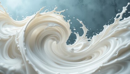 Dynamic White Liquid Wave With Splash and Swirls in Soft Light