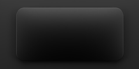 top view of black shiny rectangle stage with rounded corners in black background. 3d render