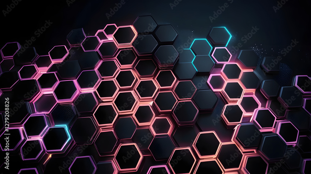 Poster abstract hexagon: an alluring digital rendering showcasing a striking composition of interconnected 