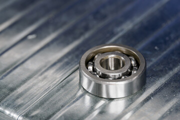 Detail of a laid metal ball bearing.
