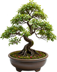 Lush Green Bonsai Tree in Brown Pot Tranquil Zen Garden Plant Asian Miniature Tree