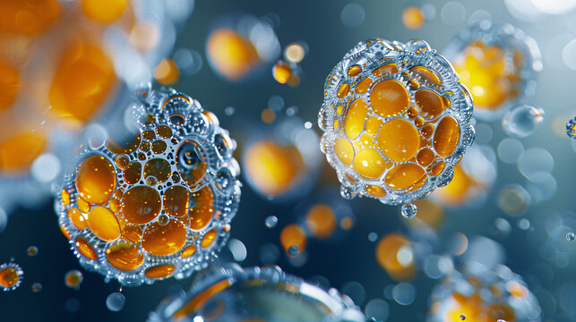 A 3D illustration of medical hydrogel technology being used for targeted drug delivery within human tissues, highlighting its regenerative properties.