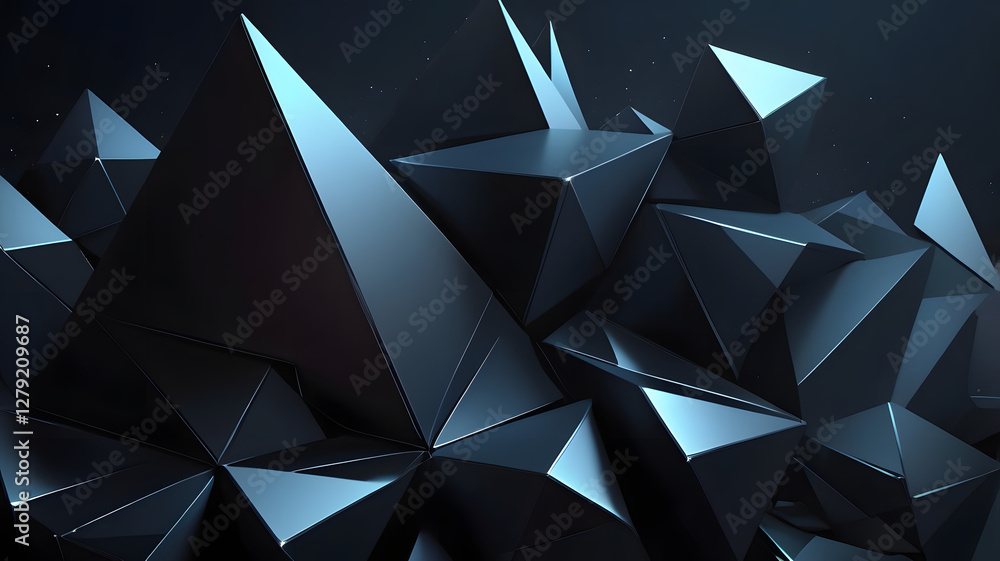 Poster geometric abstract: a striking, dark, and modern geometric abstract background composed of interconn