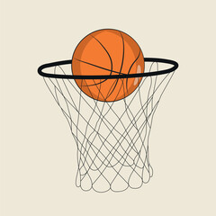 Vector flat design basketball in net illustrations
