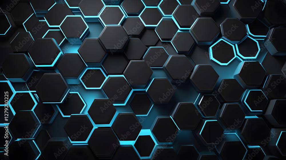Poster abstract hexagon grid: a captivating, dynamic, and futuristic abstract design. hexagonal grid with a