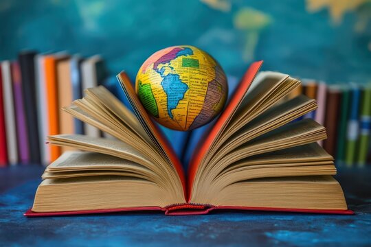 An open book with colorful pages representing different cultures and languages, symbolizing the power of global literature and unity on World Book Day.