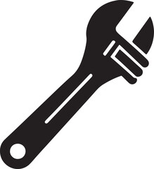 Adjustable Wrench silhouette, black and white silhouette, vector and illustration