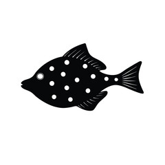 Filefish Silhouette Vector Art and Black Color Filefish Fish Design Illustration