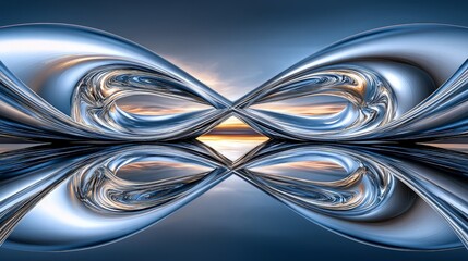 Abstract metallic infinity symbol mirrored landscape