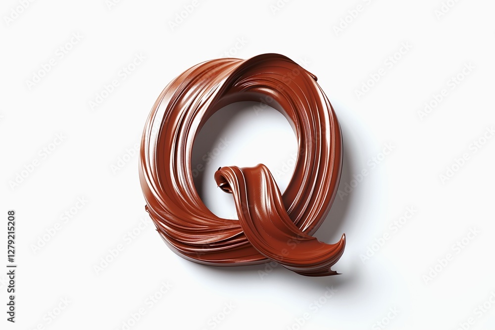 Fototapete letter q designed with flowing cocoa texture isolated on white background