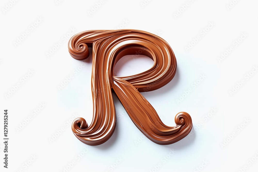Fototapete letter r designed with flowing cocoa texture isolated on white background