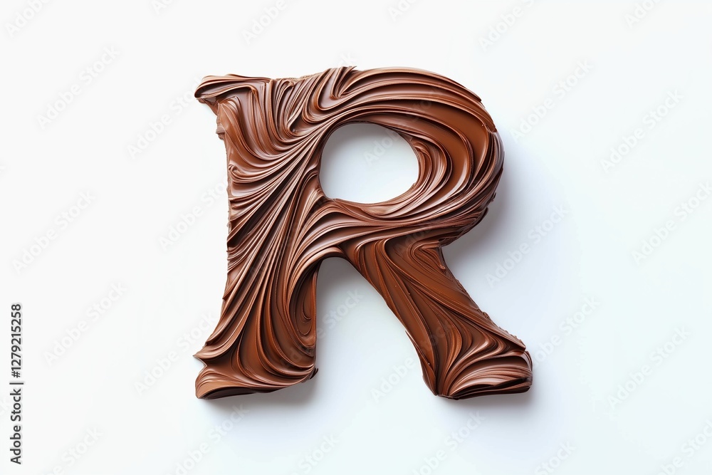 Fototapete letter r designed with flowing cocoa texture isolated on white background