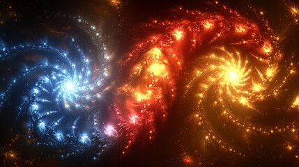 Abstract swirling galaxies, vibrant colors, cosmic design, inspiring background, space, universe, for print