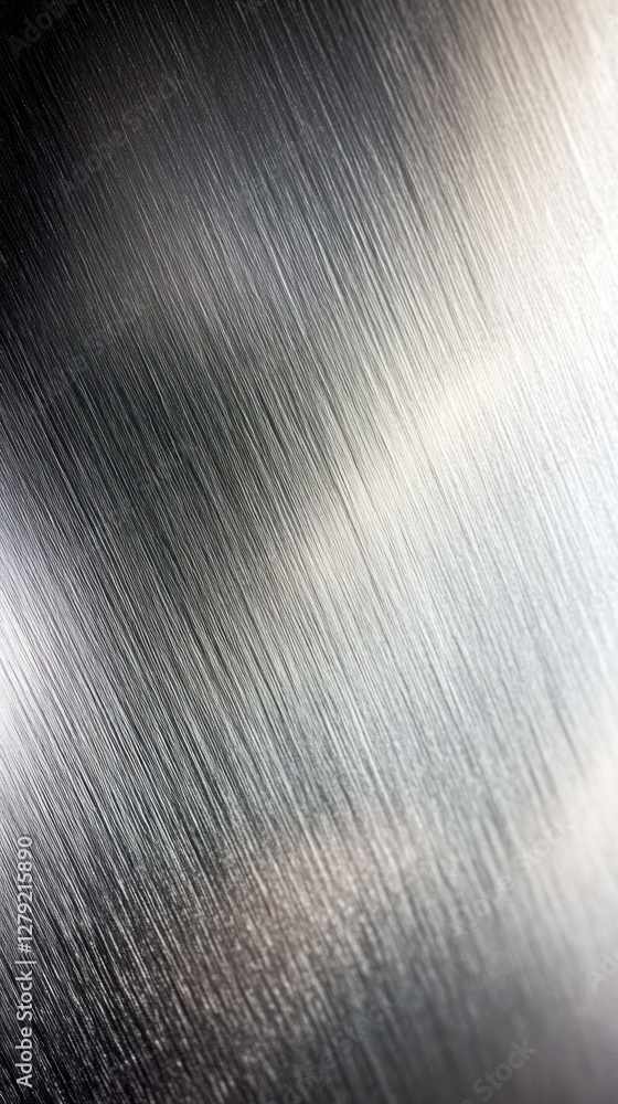 Poster abstract metallic silver surface with linear texture and light reflection