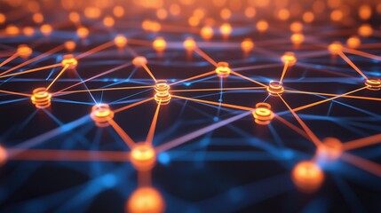 Abstract digital security concept, glowing network connections, atmospheric lighting