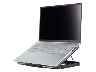 laptop on cooling pad isolated from background