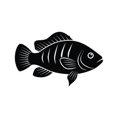 Firemouth Cichlid Silhouette Vector Art | Black Color Fish Illustration Design