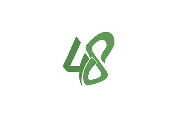 Number 48 vector logo icon, green color, white background.