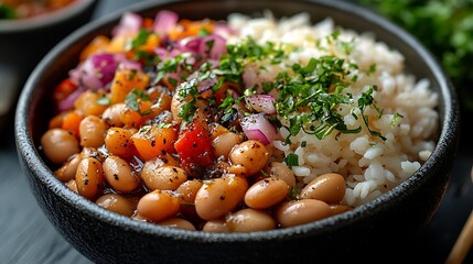 Simple and delicious homemade meal featuring vegetables and beans