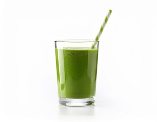 Healthy Green Smoothie in Glass Isolated on White Background for Lifestyle and Wellness