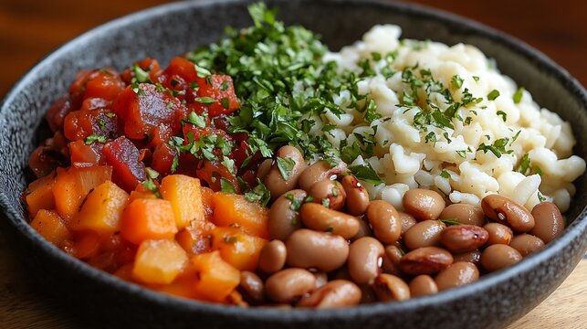 Simple and delicious homemade meal featuring vegetables and beans