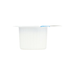 Portion packs with cream. Yogurt containers, pudding cups, lids. Dairy desserts, yoghurts in...