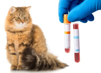 Professional veterinarian take blood test from cat