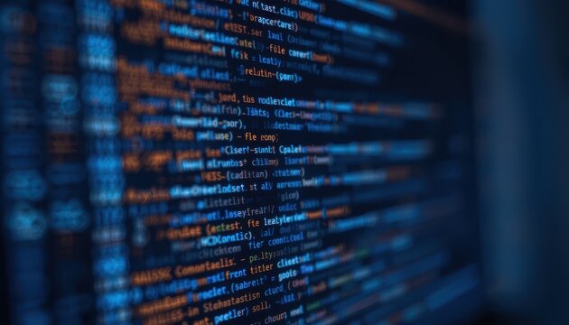 Close-up of Colorful Computer Code on a Dark Background