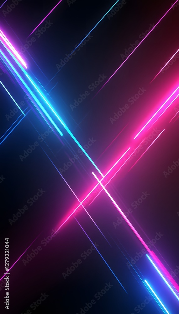 Poster abstract image with neon pink and blue intersecting lines