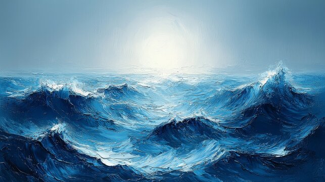 Raging waves surfing event ocean digital art seascape wide angle nature's power and beauty