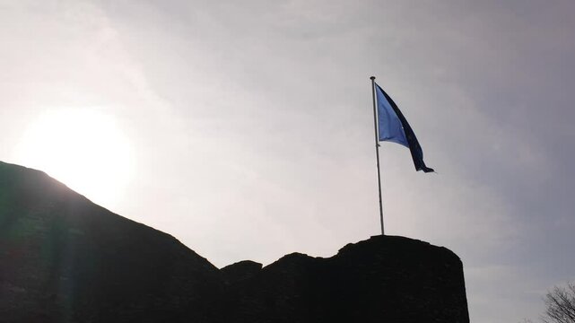 Fort Europa, flag of Europe, European flag on old fort