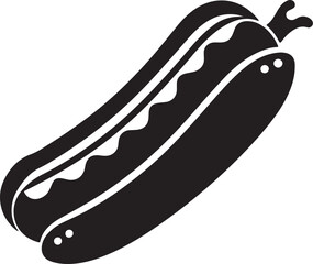 hot dog silhouette, black and white silhouette, vector and illustration