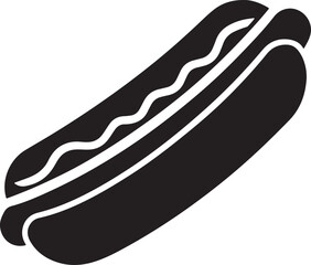 hot dog silhouette, black and white silhouette, vector and illustration