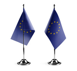 Small national flags of the European Union on a white background