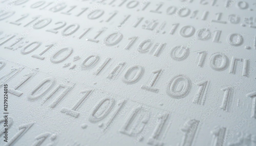 Poster textured background featuring binary code in white on white surface
