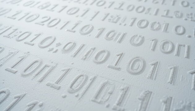 Textured Background Featuring Binary Code in White on White Surface