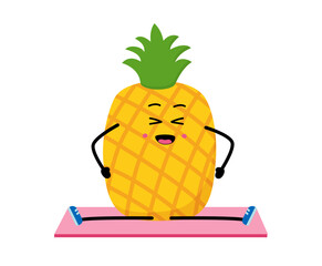 Cute strong Avocado character. Cartoon Avocado gym, health, fitness yoga meditate concept. isolated clipart. Vector illustration .