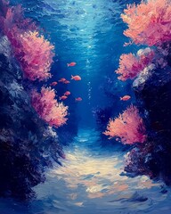 Underwater exploration of vibrant coral reef ocean depths digital artwork serene environment captivating perspective