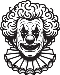   Vector Outline Illustration of a Vintage Clown Face
