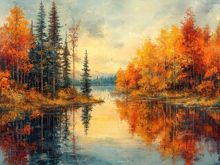 Autumn reflections tranquil lake nature photography scenic landscape vibrant colors peaceful atmosphere