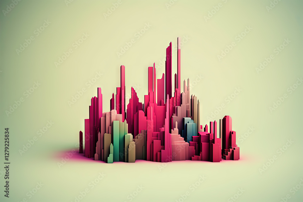 Aufkleber 3D business graph with organized bars and information blocks. Abstract infographic element. Business growth and development to success concepts