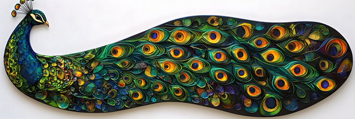 Obraz premium Majestic Peacock Displaying Vibrant and Iridescent Plumage in Natural Habitat