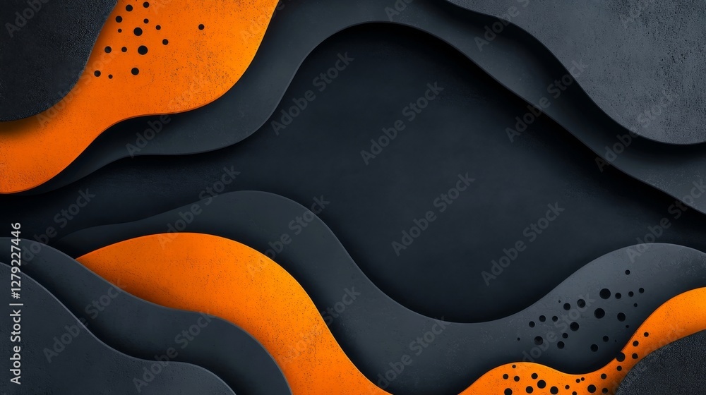 Poster abstract dark orange and black wave pattern background design