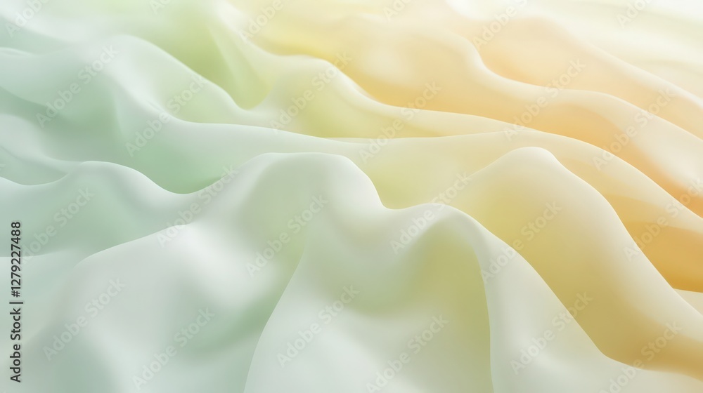 Aufkleber subtle gradient wave abstract background with soft green and yellow hues