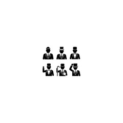 Diverse Business Professionals Silhouette Set.This image features a collection of black silhouettes of business professionals in various poses.