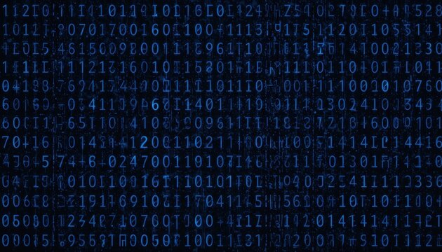 Abstract Digital Background with Blue Binary Code on Dark Canvas
