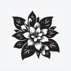 Obraz premium Jasmine Flower Silhouette in Black and White for Elegant Floral Art and Design Projects